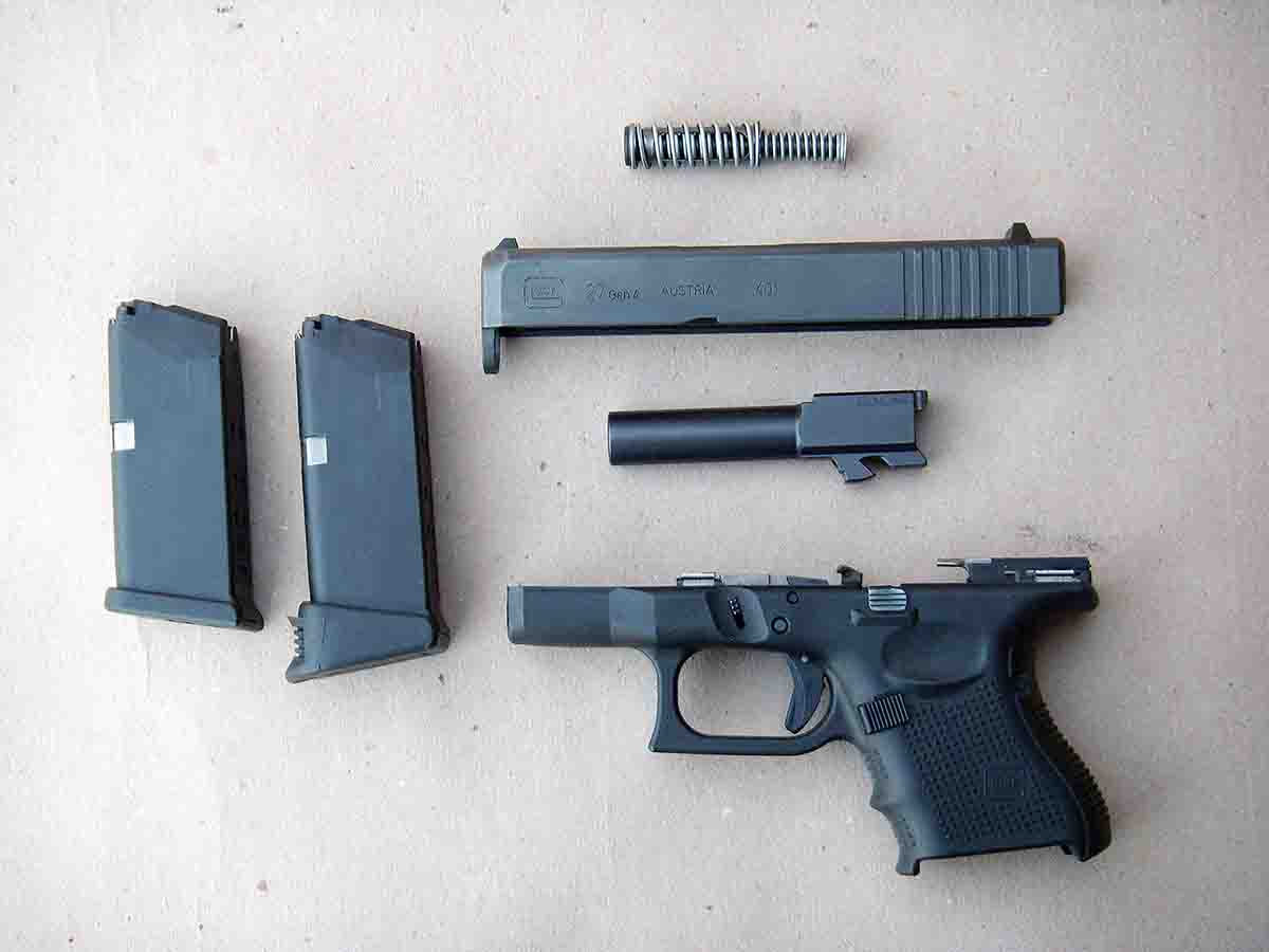 The Glock is easily field stripped for cleaning.